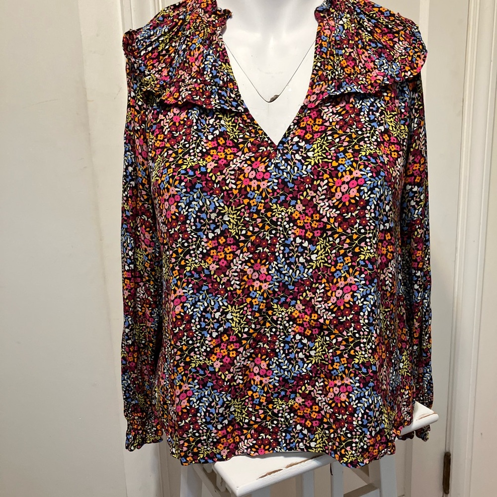 Boden Floral Blouse - Red, Blue, Yellow-Size 10 - Picture 3 of 7